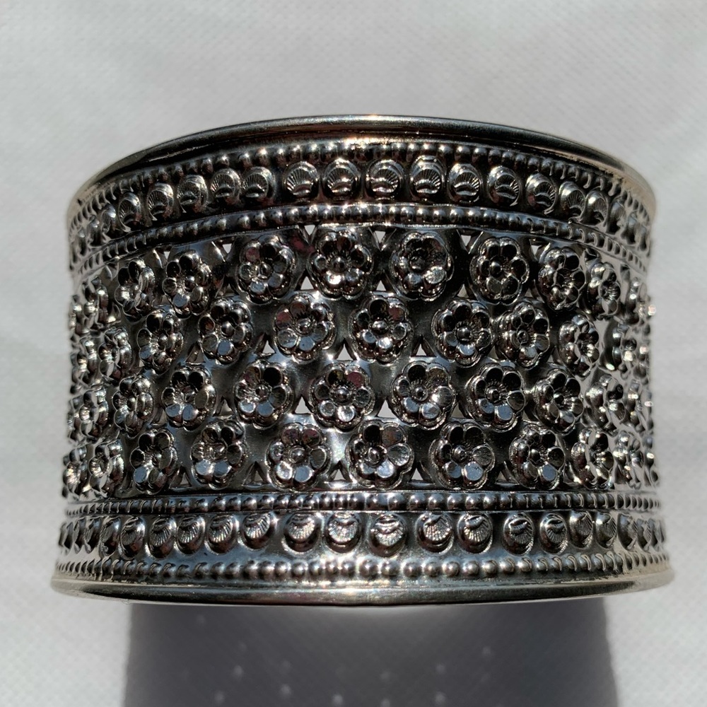 Sterling silver large cuff bracelet